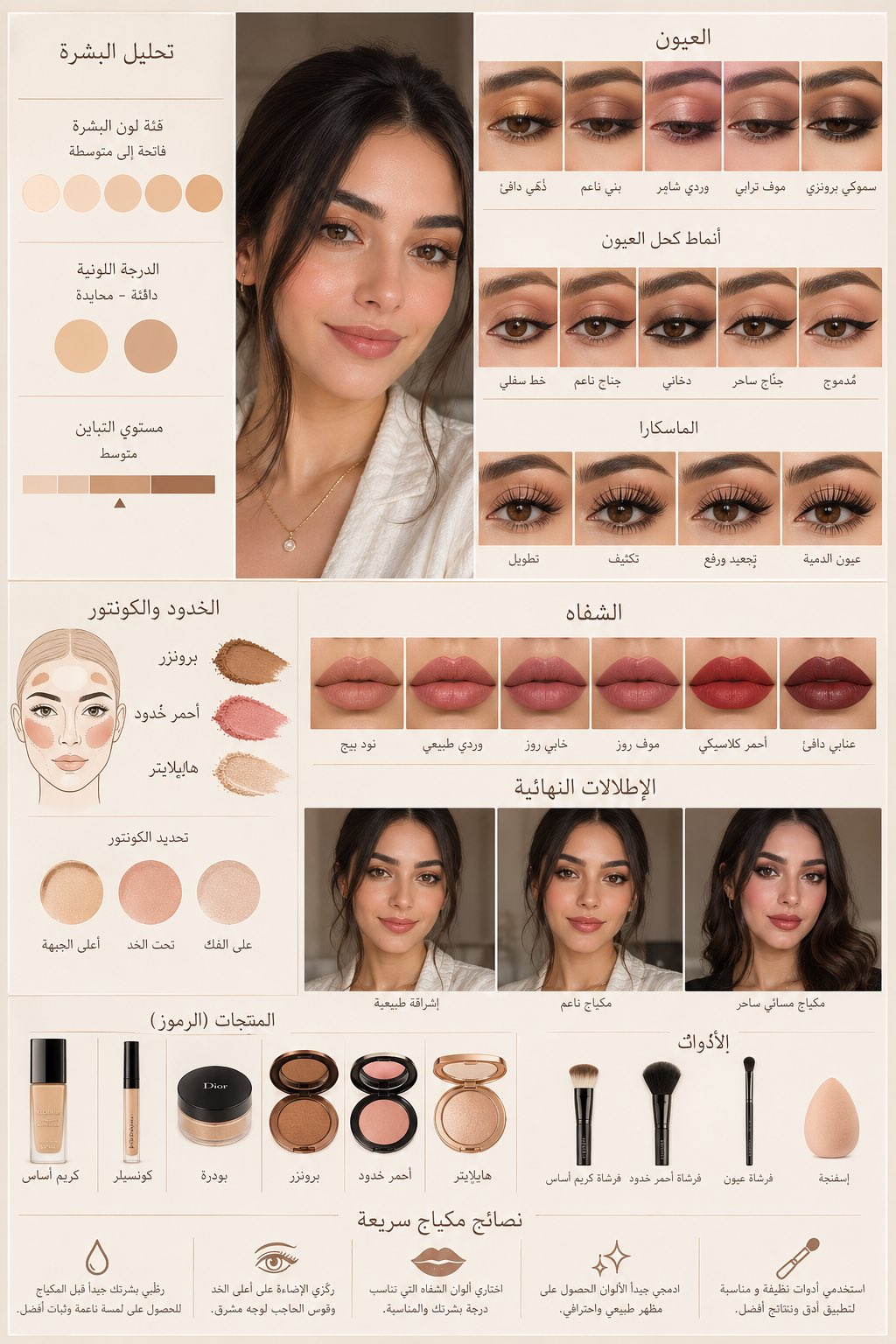 AI prompt example image: Luxury makeup analysis board in Portrait & People