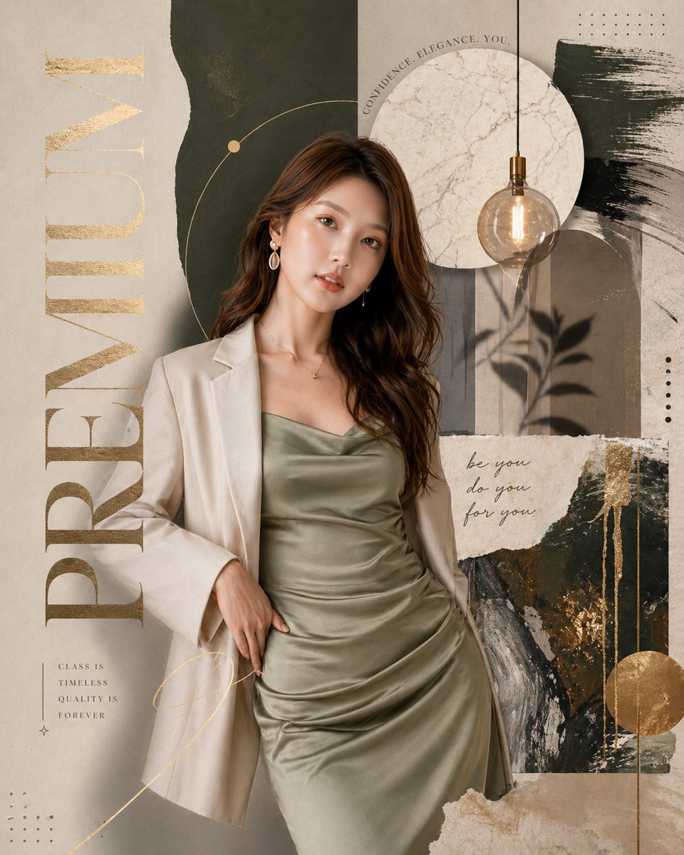 AI prompt example image: Earthy collage fashion editorial in Portrait & People