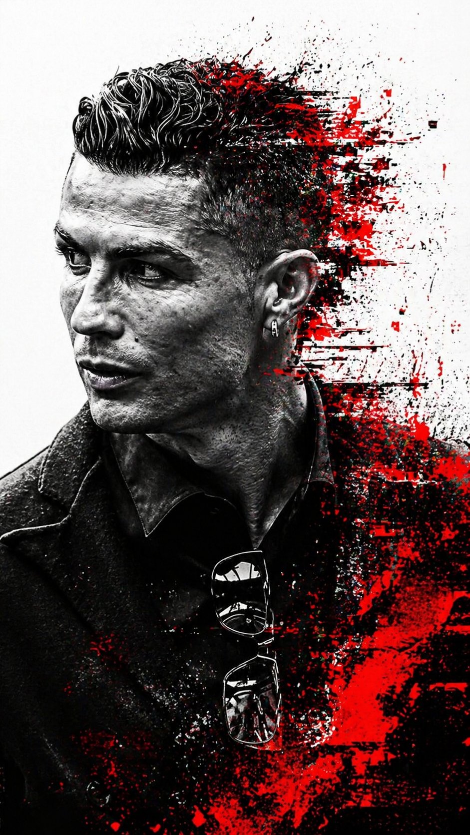 AI prompt example image: Glitch monochrome side-profile portrait in Portrait & People