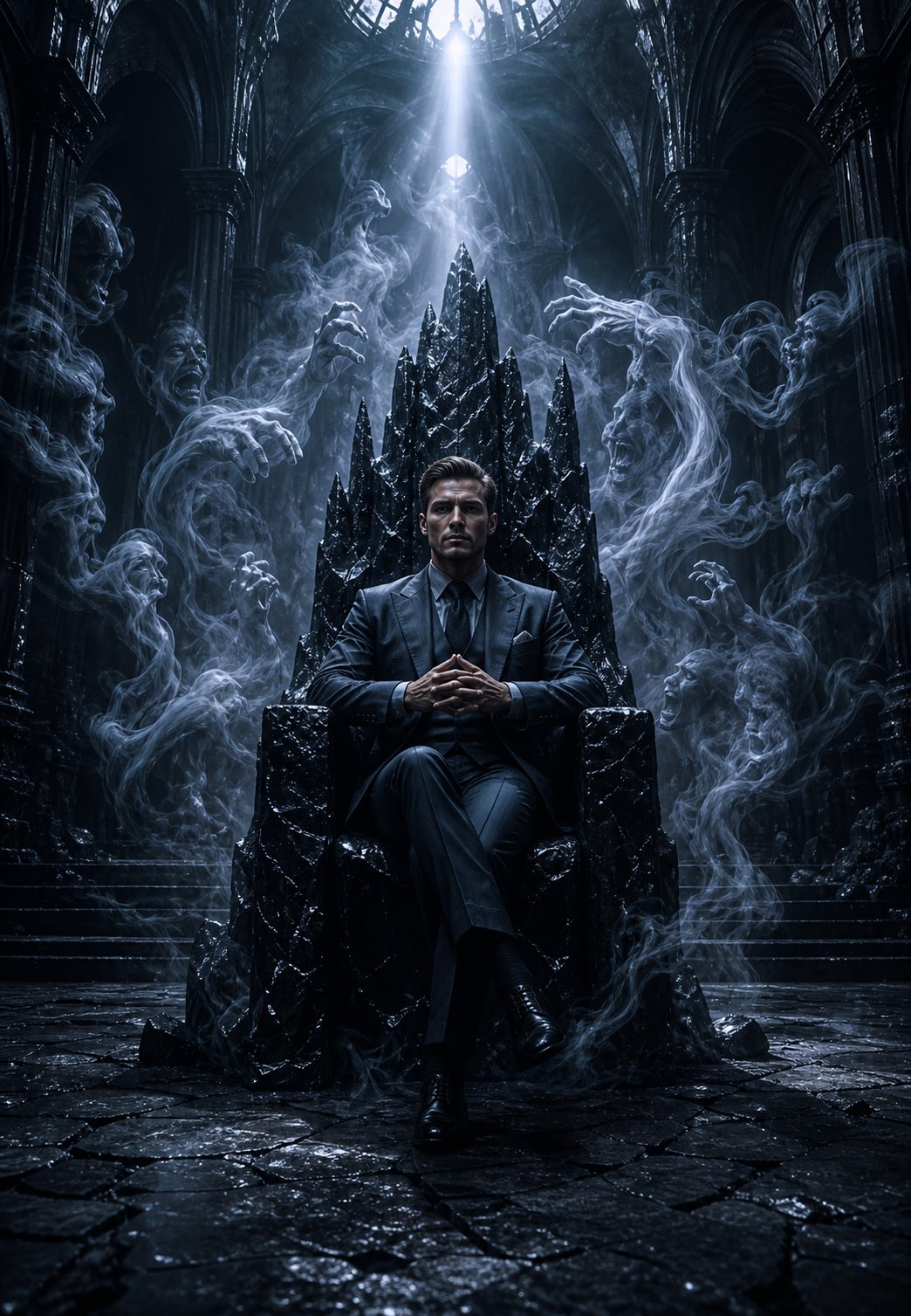 AI prompt example image: Obsidian throne cathedral portrait in Portrait & People
