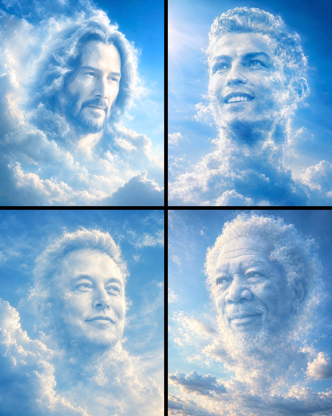 AI prompt example image: Cloud-formed face transformation in Portrait & People